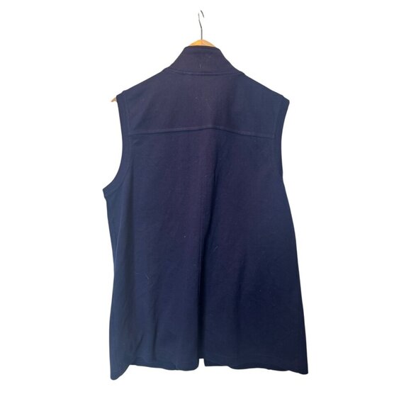 Bob Mackie Navy Blue Zip-Up Vest with Blue Floral Embroidery Size Medium - Picture 2 of 2